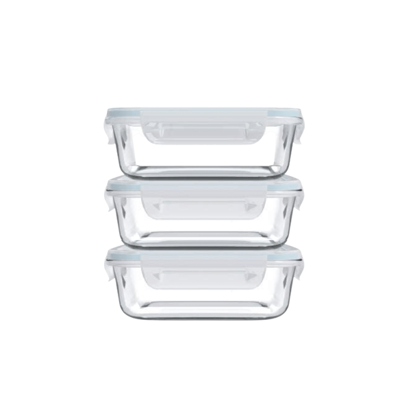 1 Litre Heat-Resistant Glass Food Containers - 3 Pack
