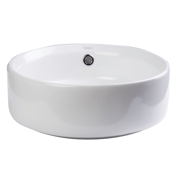 EAGO BA129 16'' Above Mount White Round Porcelain Bathroom Sink w/ Overflow