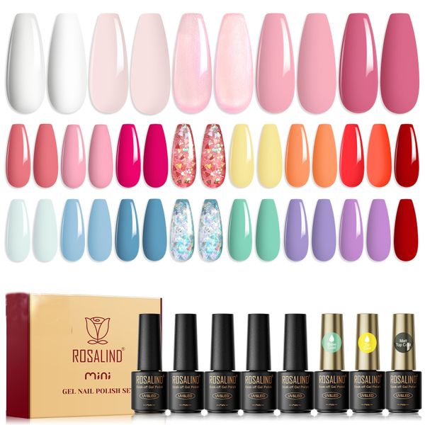 23 Piece Gel Nail Polish Set, 20 Color Gels, and 3 Basic Functional Gels