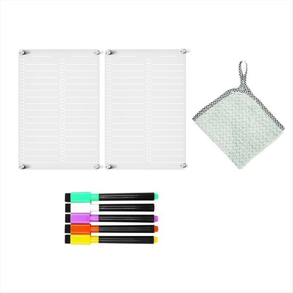 2Pcs Acrylic Magnetic Dry Erase Board For Fridge