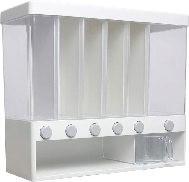 Andoora Wall Mount Dry Food Dispenser with Adjustable Compartments