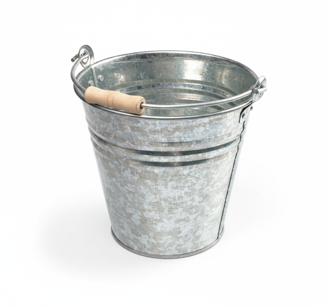 Bucket Galv 10L with Wooden Handle - Durable Steel Construction