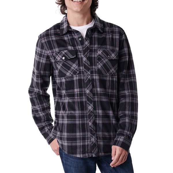 ONeill-Mens-Glacier Plaid Superfleece Flannel Ls Shirt-Black