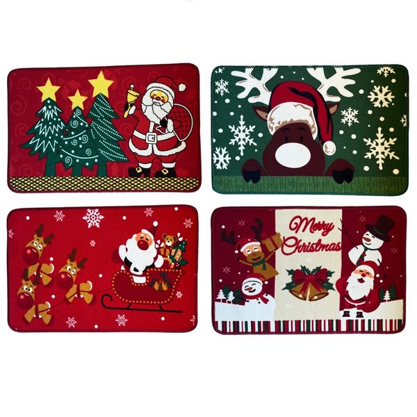 Home Decor Holiday Christmas Themed Doormat Rugs - (Pack of 4)