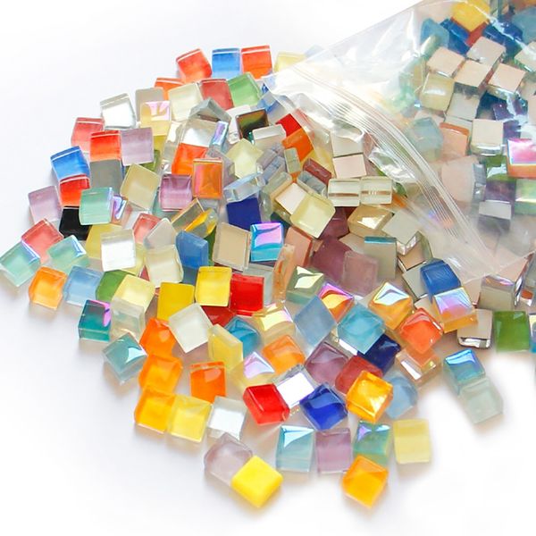 Craft Mosaic Jade Square Glass Tiles For DIY Crafts 1100 Pieces