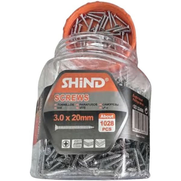 Shind 3.0 x 20mm Steel Screws-1028pcs,Silver Finish for Precision Fastening