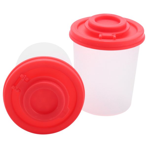 2 Medium Salt and Pepper Shakers with Red Covers Lids Jar Dispenser
