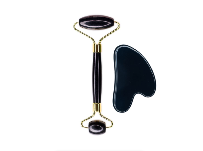 Black Obsidian Jade Roller and Gua Sha Set