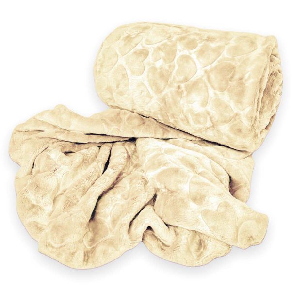Rainbow - Fleece Blanket 230x210cm - Warm Winter Throw - Light Brown