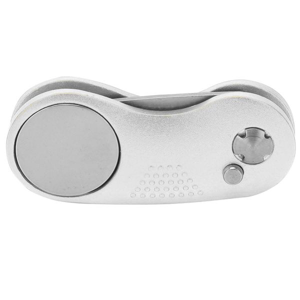 Silver golf divot repair tool pop-up button