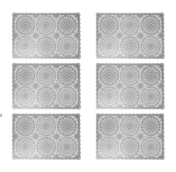 PVC Placemats - Silver Grey - 6 Pack