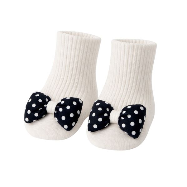 Speckled Bow Baby Socks With Soft Stretch Cotton - White
