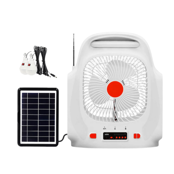 Mini Solar Battery-Powered Table Fan with Light