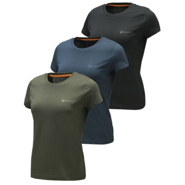 Beretta Set of 3 Woman's T-shirts - Green Moss, Blue Eclipse &amp; Black