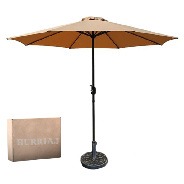 Hurriaj 9ft Patio Umbrella with Crank - Garden, Pool and Beach Sunshade