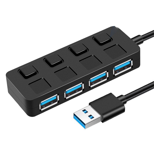 4-Port Button USB3.0 HUB Switch Splitter1 to 4 Hub Type-C Extender,B