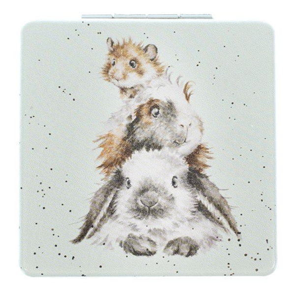 Compact Mirror "Piggy in the middle" - Guinea Pig, Rabbit &amp; hamster