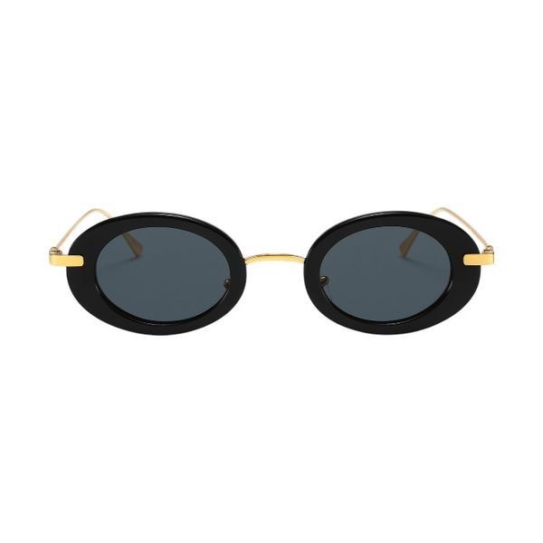 Chic Women's Vintage Oval Sunglasses - Black