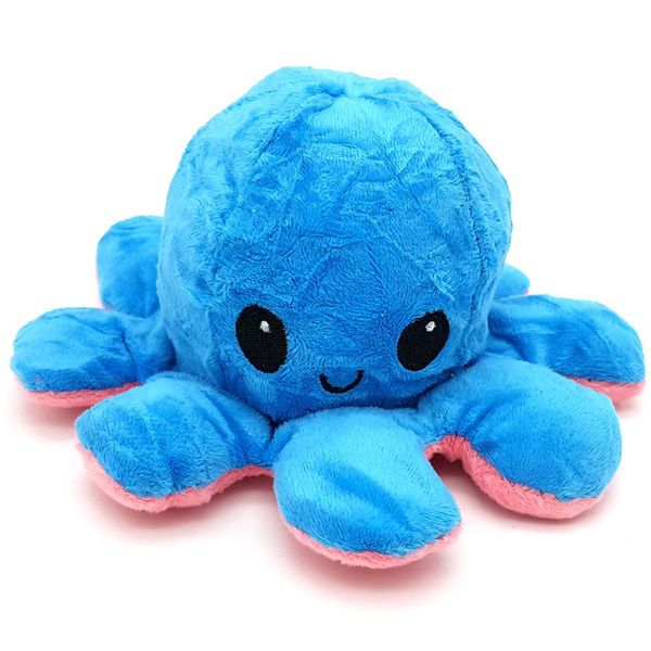 purpleX Happy Sad Octopus - Mini Mood Octopus Plush Toy - Pink &amp; Blue