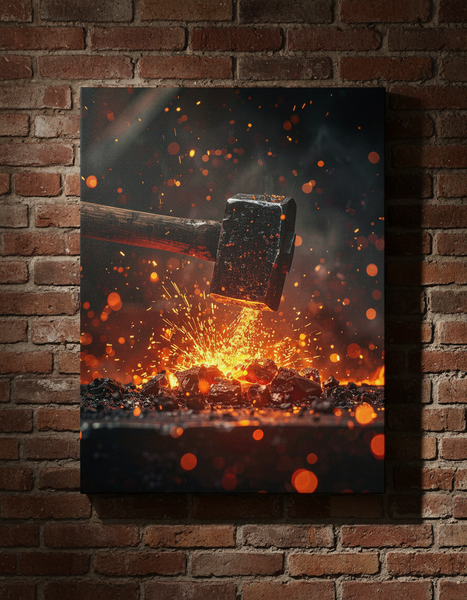Abstract Art Ready to Hang Contemporary Art Blacksmith hammer