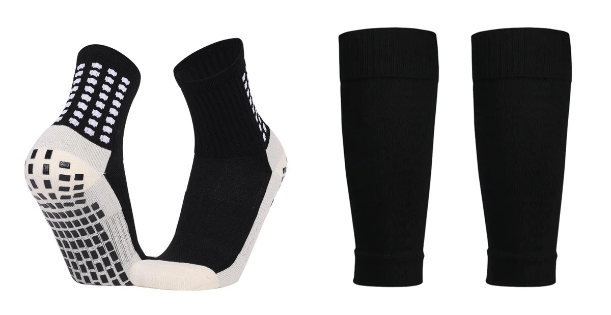 Grip Socks For Soccer & Socks Sleeve Combo - 2 Sets of Pairs by Zengel