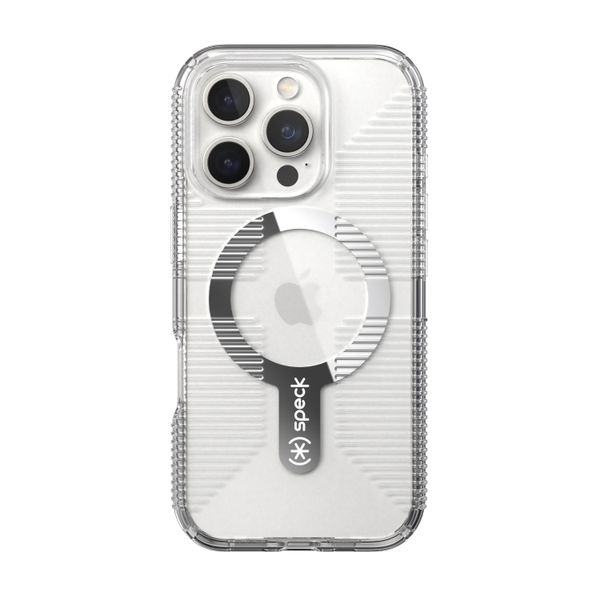 Speck Gemshell Grip MagSafe Apple iPhone 16 Pro Case Cover - Clear &amp; Chrome