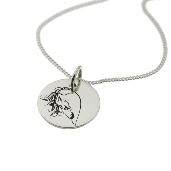 Horse Engraved Sterling Silver Necklace