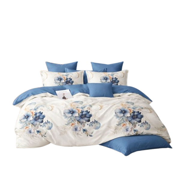 Linen Boutique - Duvet Cover Set Reversible-FlowerBunchBlue