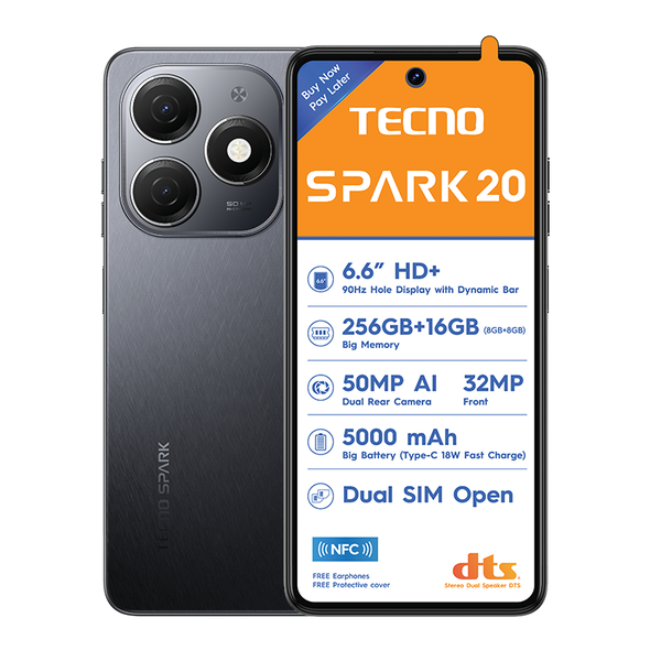 Tecno Spark 20 Dual Sim 256GB - Black