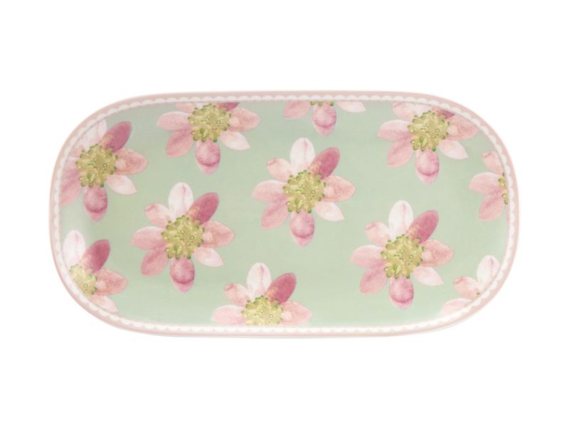MW Primula Oval Platter 33x17.5cm Sage Gift Boxed