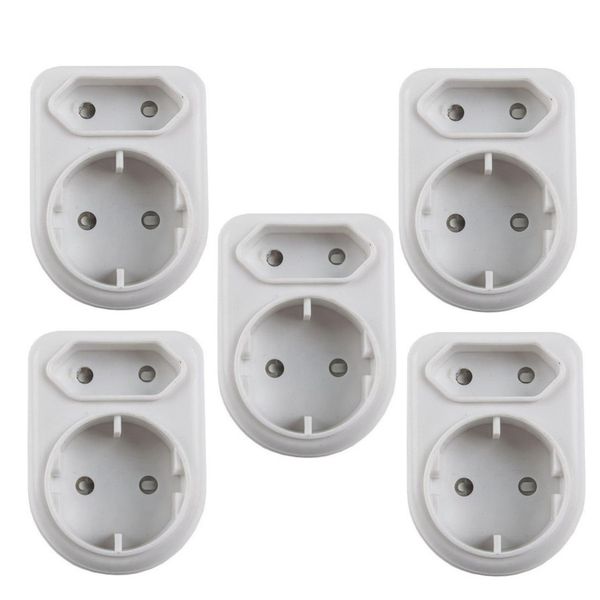 5 Pack Selectrix: Plug Adaptor - White - 1 x Round 2 pin 16A with 1 x 2 pin 5A