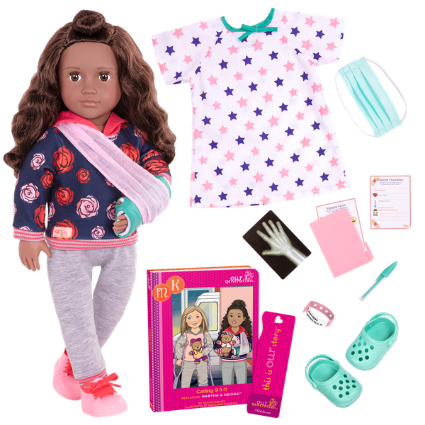 Our Generation Deluxe Doll with Book - Keisha 18inch Brown Hair