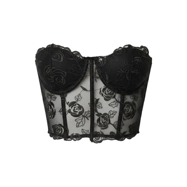 Floral Laced Strapless Corset Top