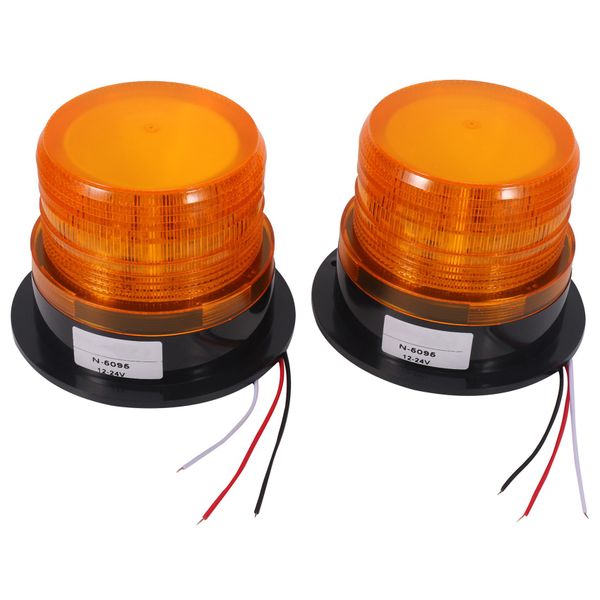 2 X Amber Led Beacon Strobe Emergency Warning Lamp Truck 12V 24V