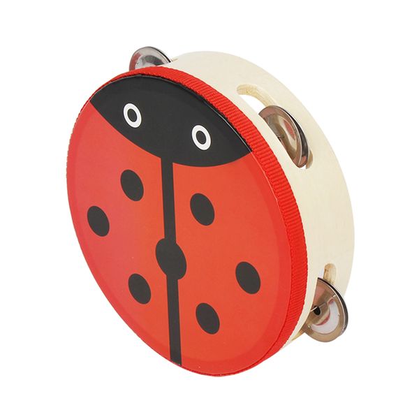 Handheld Tambourine Drum with Metal Jingles 6"