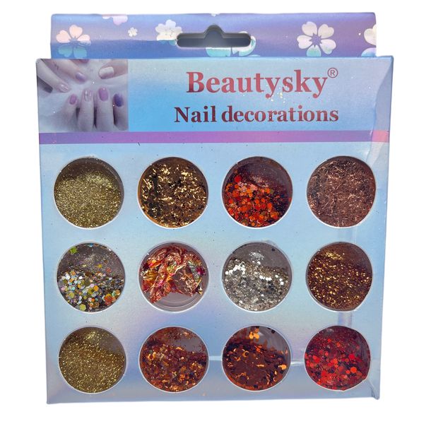 Beauty Sky 12 Design Nail Decorations Kit Nail Art Mixed Color