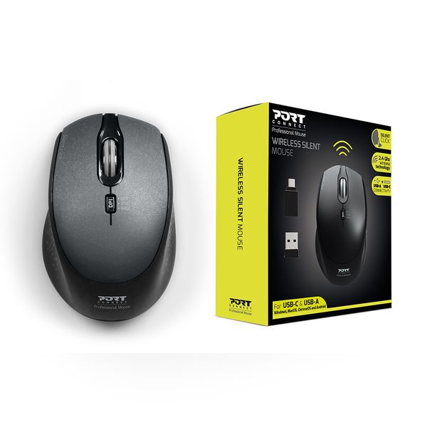 Port Office Pro Wireless Silent Mouse - Dual USB-A &amp; USB-C