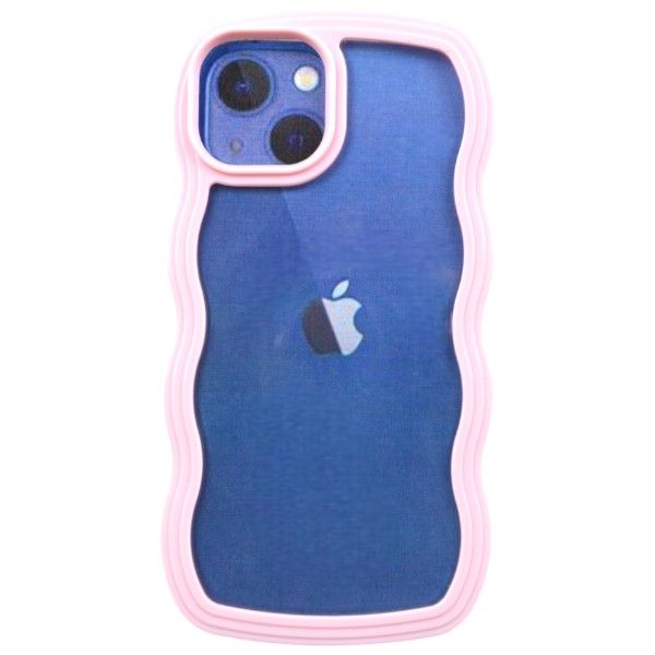 Blue Wavy Edge Phone Case for iPhone 13 - Transparent