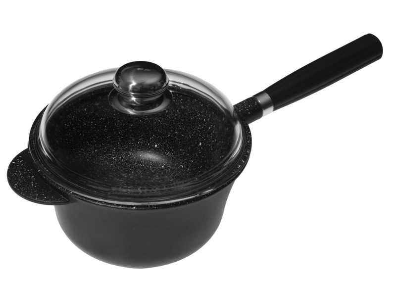 Granit Stock Pot With Glass Lid &amp; Detachable Handle - 20cm