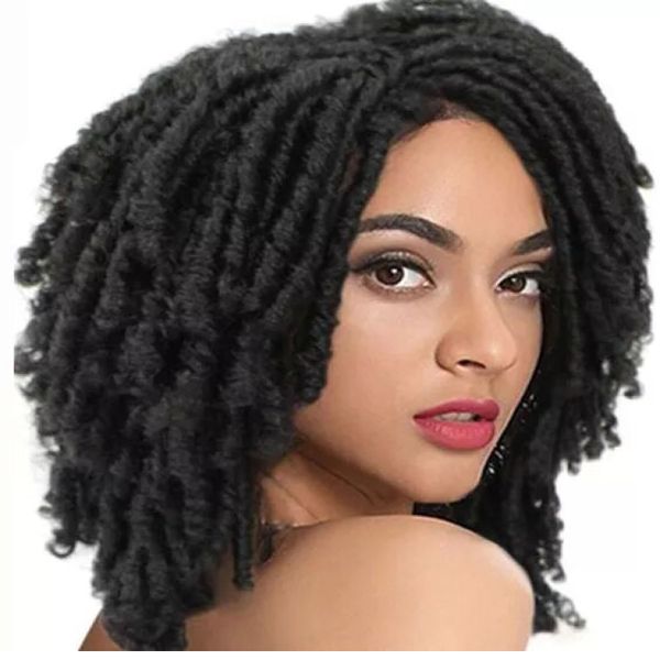 IPSTYLE Synthetic 6Inch Hair Wig Short Curled Twisted Braid Black