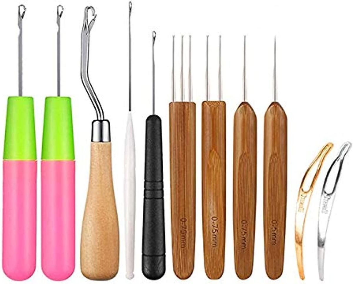 11 Pieces Dreadlock Crochet Hook, Tool Set Crochet Hooks for Hook Rugs ...