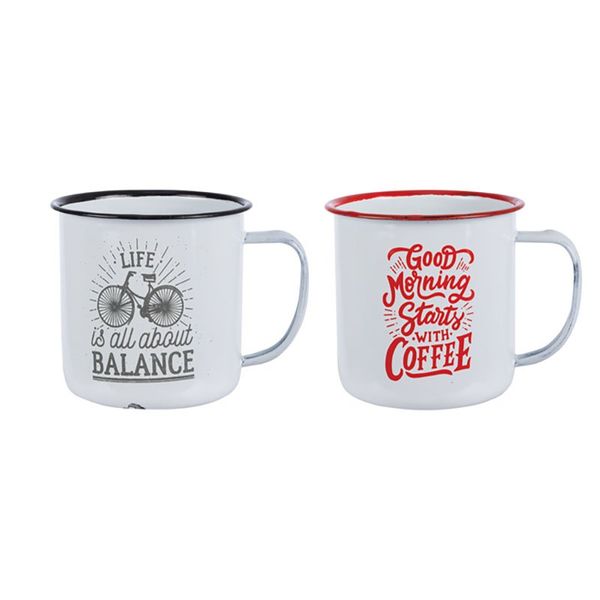 Bulk Pack x 12 Mug Enamel 8cm With Sayings