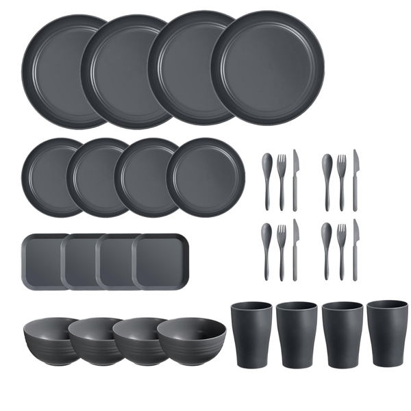 Wheat Straw Tableware Set - 32 Piece