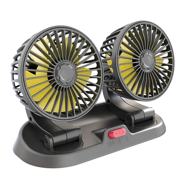 Dual-Head 12V/24V Car Cooling Fan with Strong Wind Power for Vehicle Use