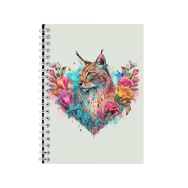 Lynx Watercolor Heart Notebook Animal Gift Idea Notepad Pad 117