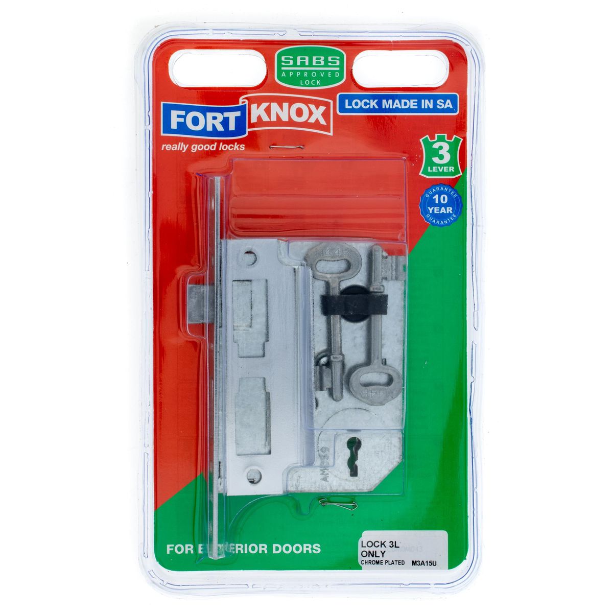 FORT KNOX Door Lock 3 Lever Lock Only Chrome Plated
