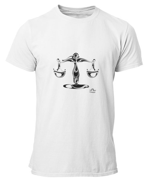 PepperSt Mens White T-Shirt - Libra Symbol