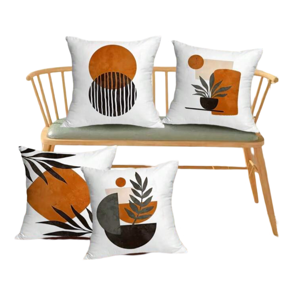 Brown Art Modern Cushion Covers - Set of 4