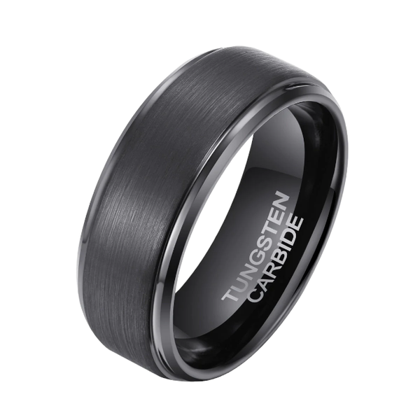 Men's Step Brushed Black Tungsten Ring OY-R-200