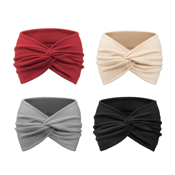 4-Piece Bohemian Elastic Twisted Wide Headband